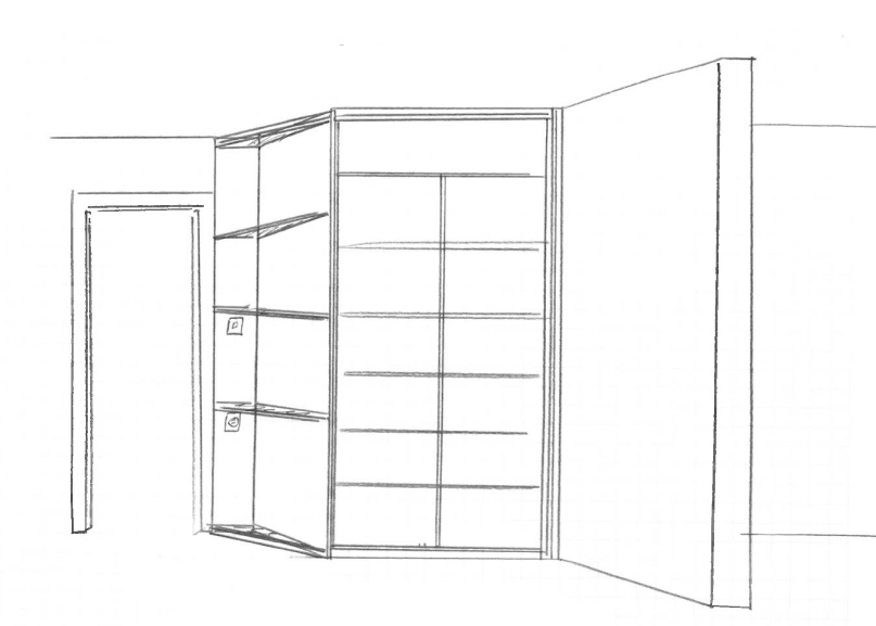 Croquis de l’aménagement sur mesure dessiné à la main
